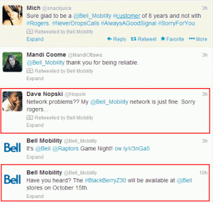 Bell Mobility Community Managers during Rogers Outage